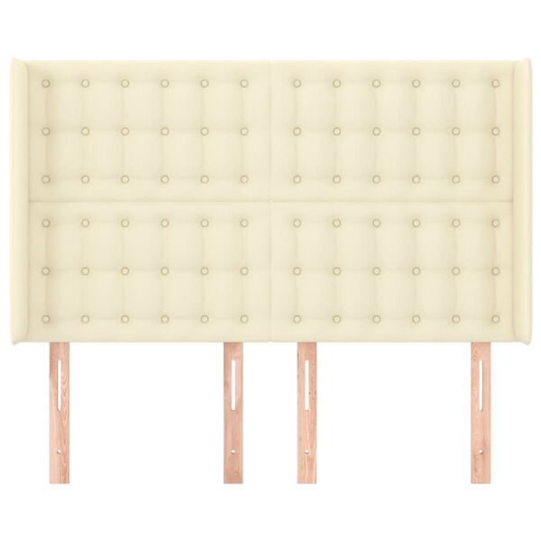 vidaXL Testiera ad Orecchio Crema 147x16x118/128 cm in Similpelle