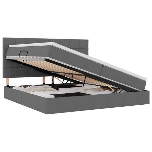 vidaXL Letto con contenitore e materasso Grigio scuro 200 x 200 cm