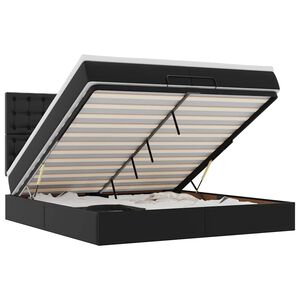 vidaXL Struttura Letto Pouf con Materassi Nero 200x200 cm Similpelle