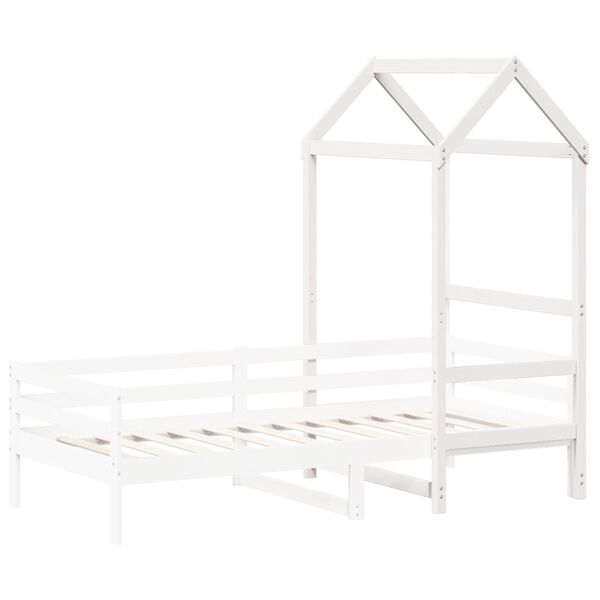 vidaXL Tetto Letto Bambini Bianco 118x70x176,5 cm Legno Massello Pino