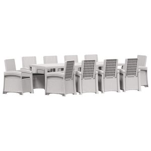 vidaXL Set da Pranzo per Giardino 11 pz Bianco e Antracite PP