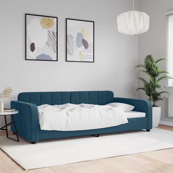 vidaXL Letto da Giorno Blu 100x200 cm in Velluto