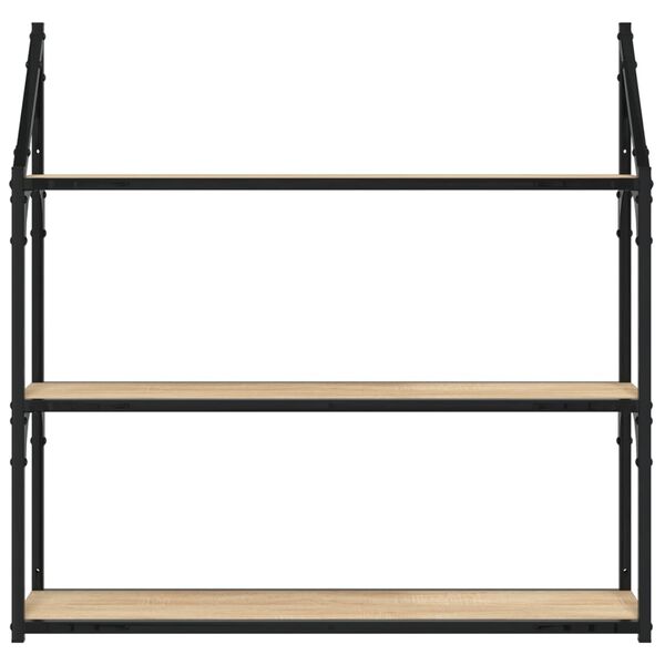 vidaXL Scaffale Parete 3Ripiani Rovere Sonoma 80x21x78,5cm Multistrato