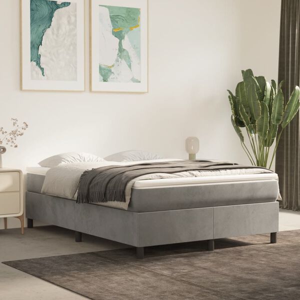vidaXL Struttura Letto a Rete a Molle Grigio Chiaro 140x190 cm Velluto