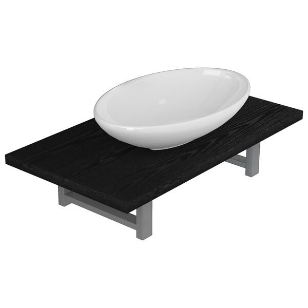 vidaXL Set Mobili da Bagno 2 pz Ceramica Nero