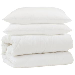 vidaXL Set di Piumoni 3 pcs Bianco Microfibra e Piuma d'Oca