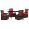 vidaXL Set da Pranzo per Giardino 5 pz Marrone polyrattan