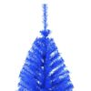 vidaXL Albero di Natale Artificiale a Metà con Supporto Blu 210 cm PVC