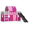vidaXL Letto a Castello con Scivolo e Tende Rosa 90x200 cm