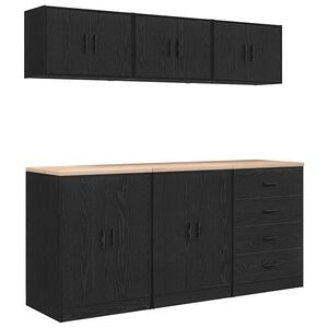 vidaXL Armadi da Garage 6 pz Neri in Legno Multistrato