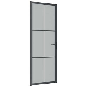vidaXL Porta Interna 76x201,5 cm Nero Opaco Vetro e Alluminio