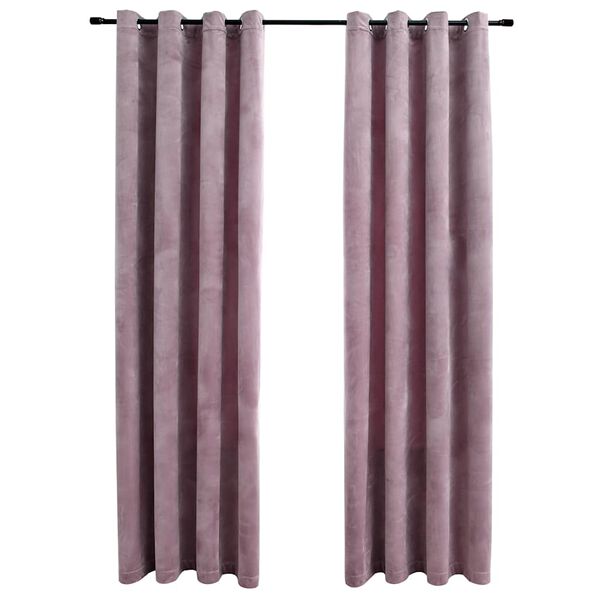 vidaXL Tende Oscuranti con Anelli 2pz Rosa Antico in Velluto 140x175cm