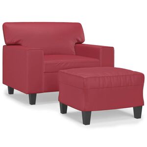 vidaXL Poltrona con Poggiapiedi Rosso Vino 60 cm in Similpelle