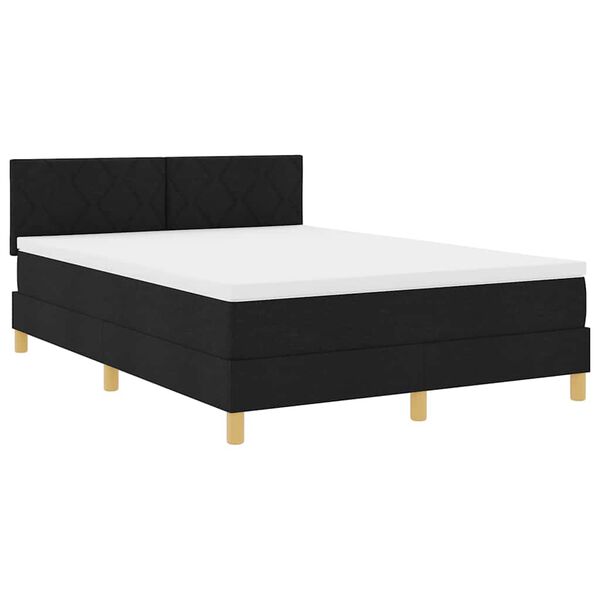 vidaXL Letto a Sorgente LED con materasso Nero 140 x 200 cm Tessuto