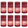Bolsius Candele Rustiche a Colonna Shine 8 pz 100x50 mm Rosso Velluto
