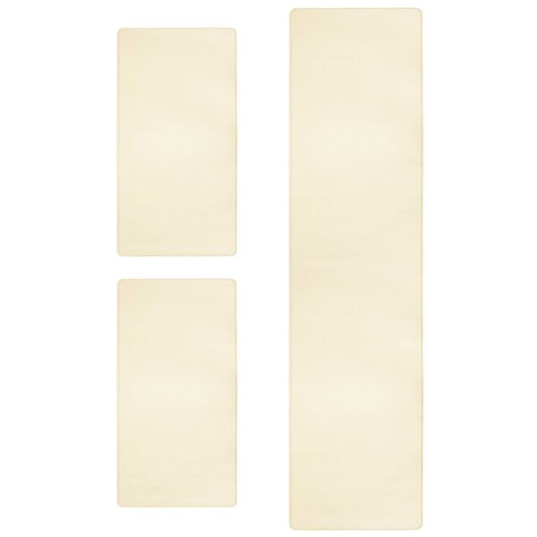 vidaXL Tappeti per Camera da Letto Shaggy a Pelo Lungo Pile 3 pz Crema