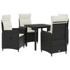 vidaXL Set da Pranzo per Giardino 5 pz Nero e Bianco Crema