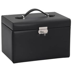 vidaXL Portagioie a 3 Strati con Specchio Bloccabile Nero 26x18x17,5cm