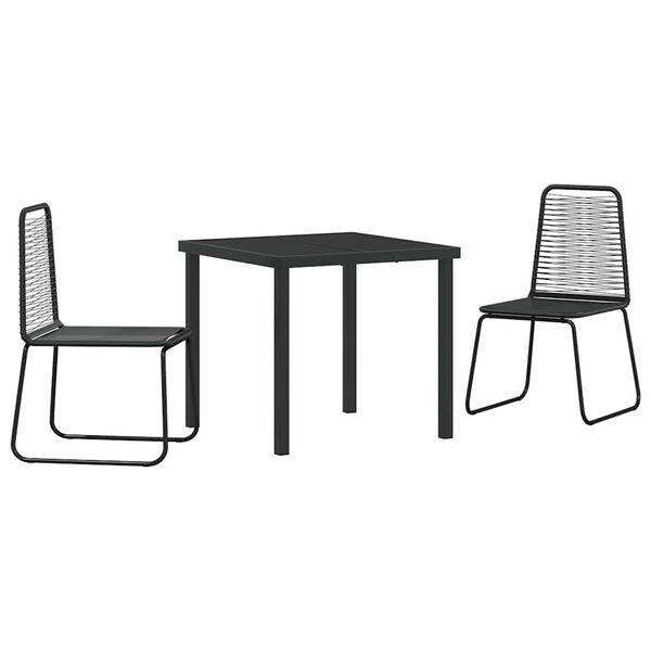 vidaXL Set da Pranzo per Giardino 3 pcs Nero