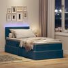 vidaXL Letto con contenitore e LED Blu Scuro 90 x 200 cm Velluto