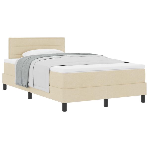 vidaXL Letto a molle con materasso Crema 120 x 190 cm Tessuto