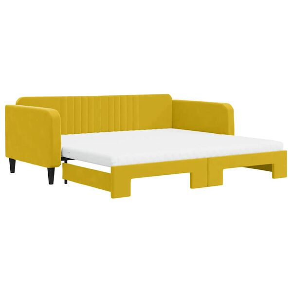vidaXL Divano Letto Estraibile con Materassi Giallo 100x200 cm Velluto