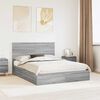 vidaXL Letto con Contenitore con testiera Grigio Sonoma 150 x 200 cm