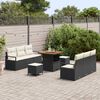 vidaXL Set Divano da Giardino con cuscino 9 pcs Nero polyrattan