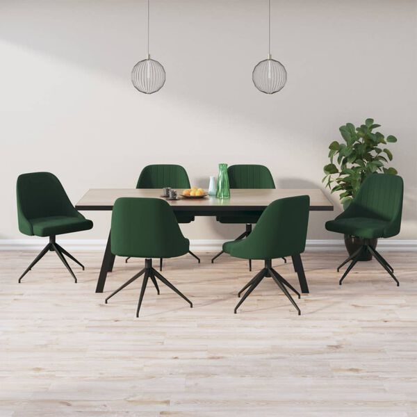 vidaXL Sedie da Pranzo 6 pz Verde Scuro in Velluto