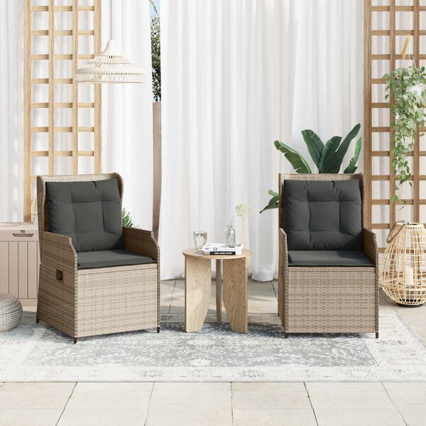 vidaXL Panchina da giardino 2 pcs Grigio chiaro polyrattan
