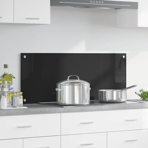 vidaXL Rivestimento da Cucina Nero 100 x 40 cm vetro temperato