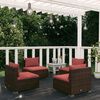vidaXL Set Divani da Giardino 4 pz con Cuscini in Polyrattan Marrone