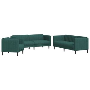 vidaXL Set di Divani 3 pz Verde Scuro in Tessuto