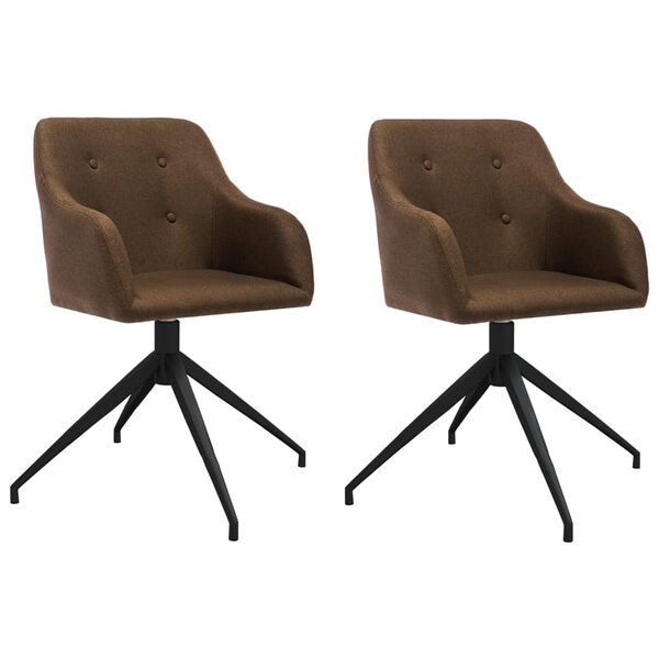 vidaXL Sedie da Pranzo Girevoli 2 pz Marroni in Tessuto