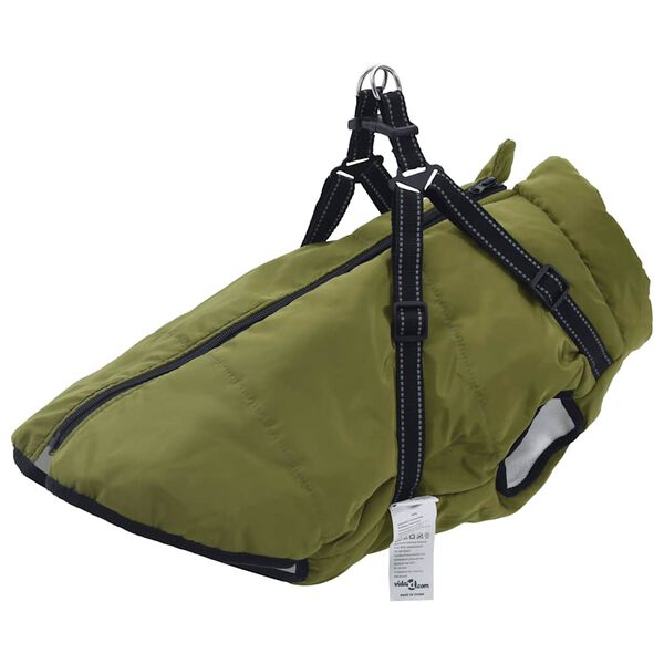 vidaXL Cappotto Cani Imbracatura Impermeabile Riflettente Verde L52