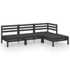 vidaXL Set Salotto da Giardino 4 pz in Legno Massello di Pino Nero