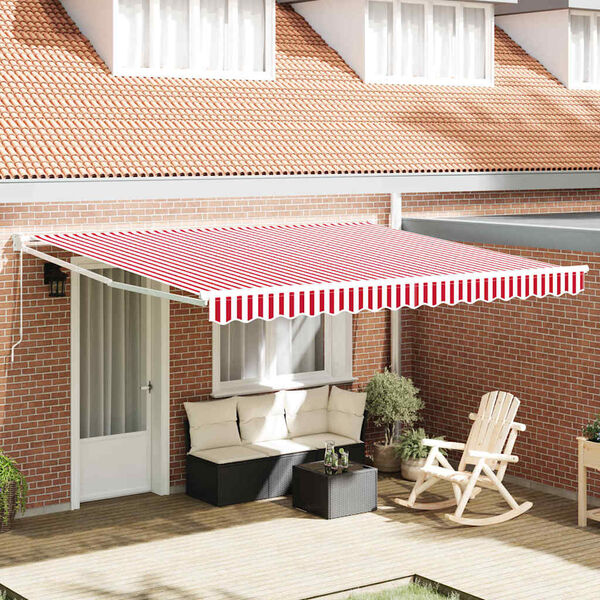 vidaXL Tenda Retrattile Rosso e Bianco 400 &times; 300 cm