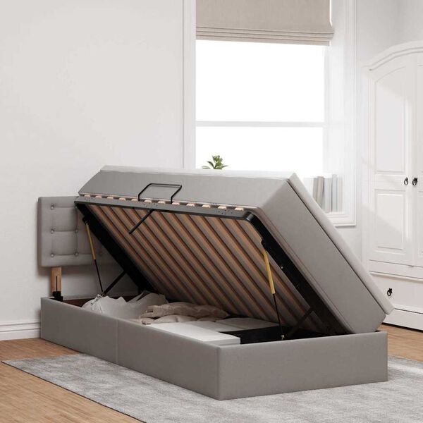 vidaXL Letto con contenitore e LED con led Talpa 90 x 200 cm Tessuto