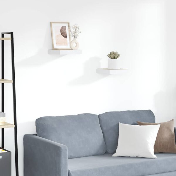vidaXL Scaffali a Parete 2 pz Rovere e Bianco 23x23,5x3,8 cm in MDF