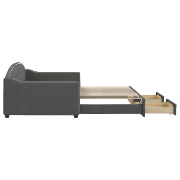 vidaXL Divano Letto Estraibile Cassetti Grigio Scuro 100x200cm Tessuto