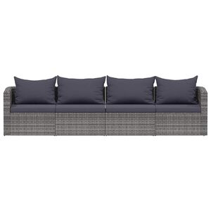 vidaXL Set Divani da Giardino 4 pz con Cuscini Grigio in Polyrattan