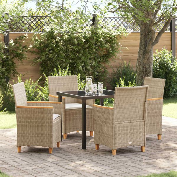 vidaXL Set da Pranzo per Giardino 5 pcs Beige polyrattan