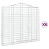 vidaXL Cesti Gabbioni ad Arco 6 pz 200x30x180/200 cm Ferro Zincato