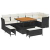 vidaXL Set Divano da Giardino 9 pz 6-Numero di posti Nero e crema