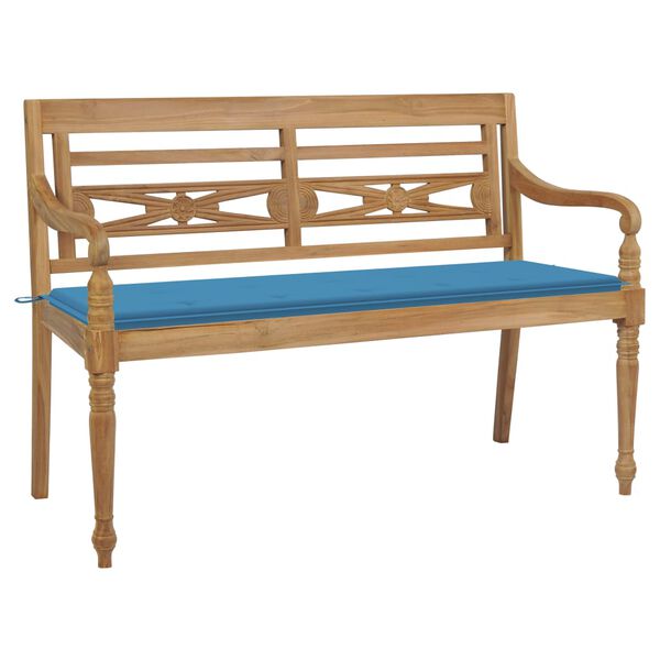 vidaXL Panchina Batavia con Cuscino Blu 150 cm Massello di Teak