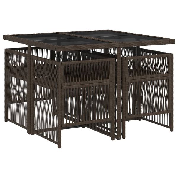 vidaXL Set da Pranzo da Giardino 5pz con Cuscini in Polyrattan Marrone