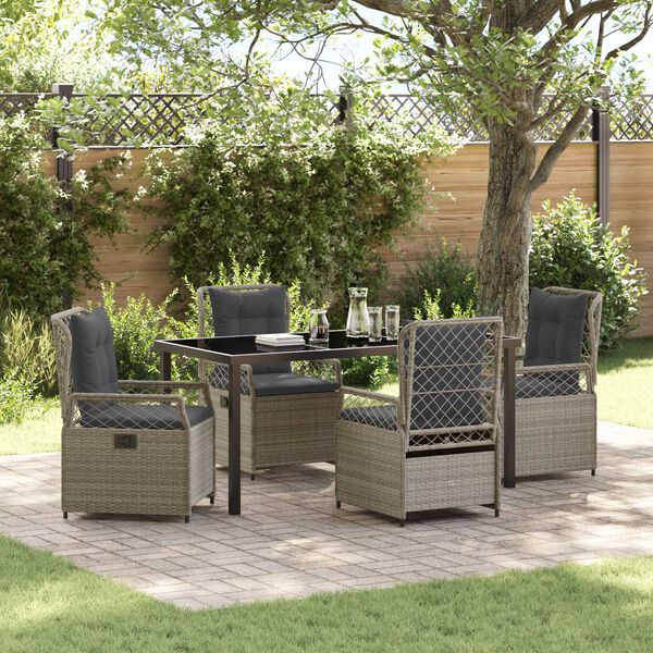 vidaXL Set da Pranzo per Giardino 5 pcs Grigio chiaro polyrattan