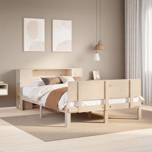 vidaXL Letto Libreria senza Materasso 140x190 cm in Legno di Pino