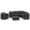 vidaXL Set Divani da Giardino 7 pz con Cuscini in Polyrattan Nero