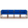 vidaXL Divano Giardino Pallet a 4 Posti Cuscini Legno Pino Impregnato